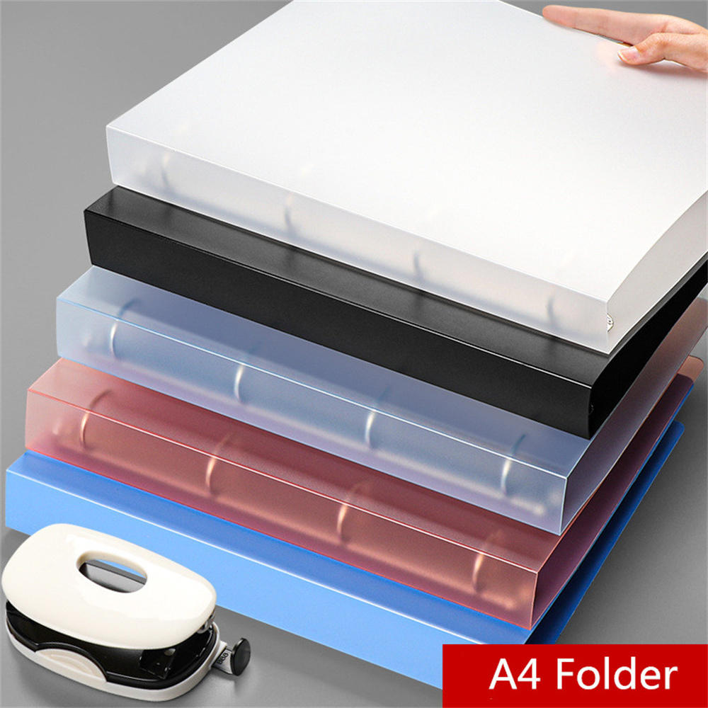 Plastic A4 Binder folder Multi-Pocket 4-Hole Waterproof D-Ring Folder Office File Binder for Office Organization School