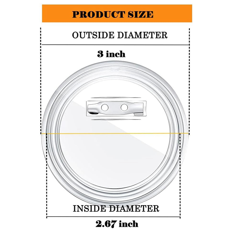 3 Inch Acrylic Button Pins Clear Plastic Button Badges Pin Craft Button with Pin Blank Pins Photo Buttons Pin, 25 Pack Easy to Use. 