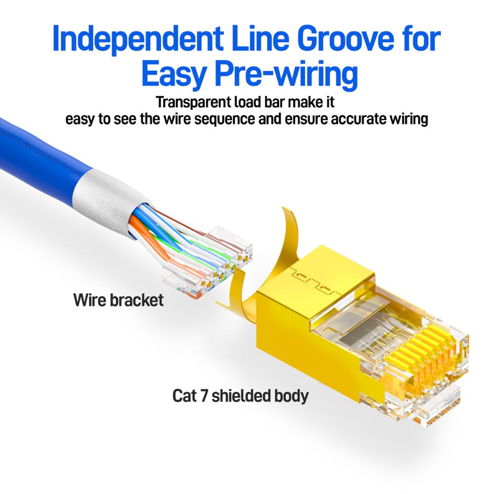 AMPCOM CAT7 RJ45 Connector with Load bar, Two-Piece Suit 10Gbps STP Modular Plug for cat7 CAT6A 23-26AWG Shielded Ethernet Cable. 