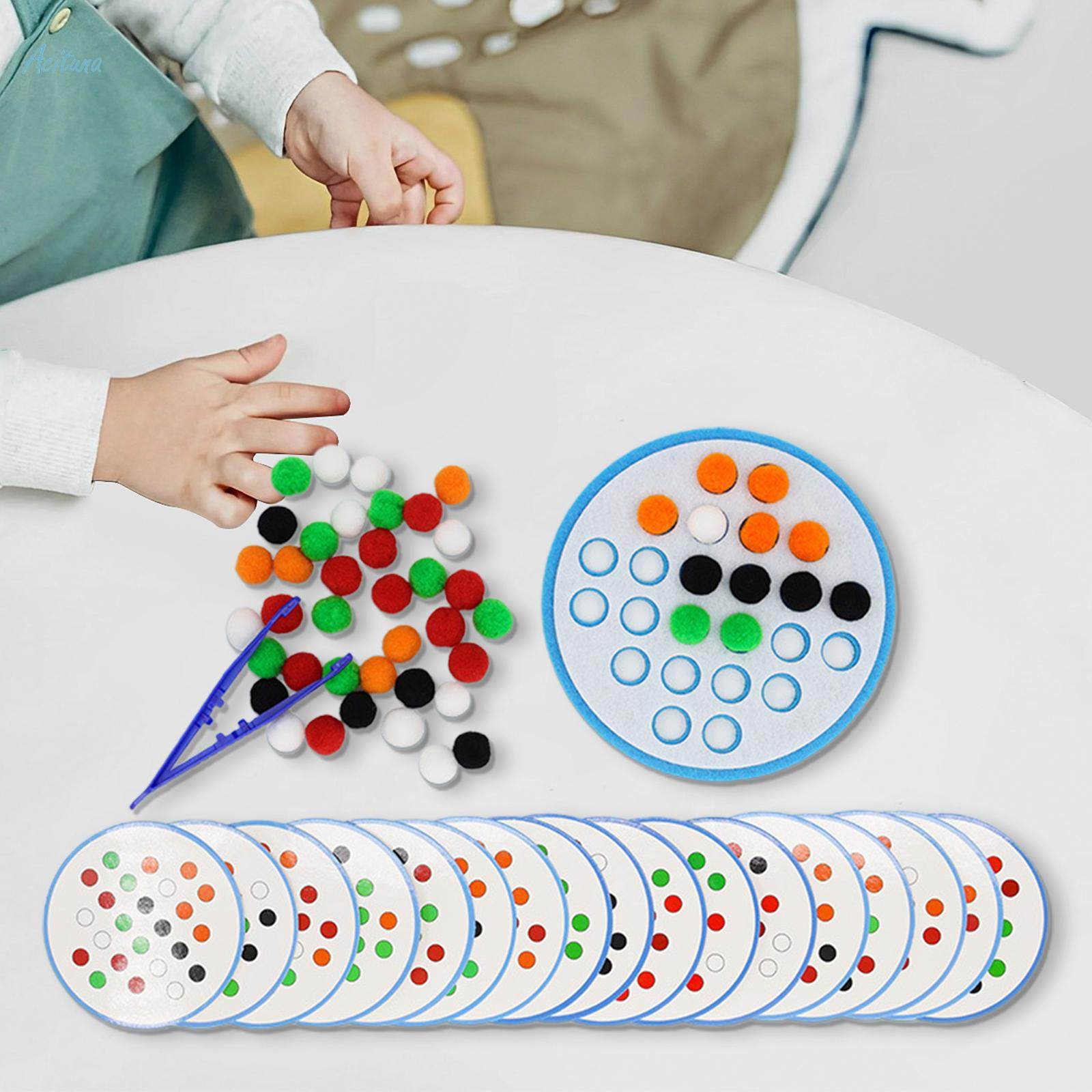 Color Matching Game Clip Ball Puzzle for Nursery Kindergarten Activities. 
