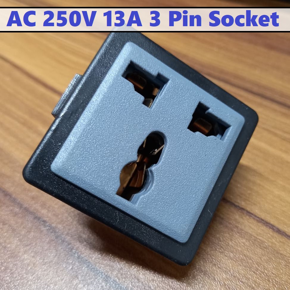 5Pcs- BLACK IPS Socket 3 Pin Panel Mount AC 220V IPS 3 Pin Socket For IPS Power Socket UPS Socket 3 Pin Leads Adapters. 