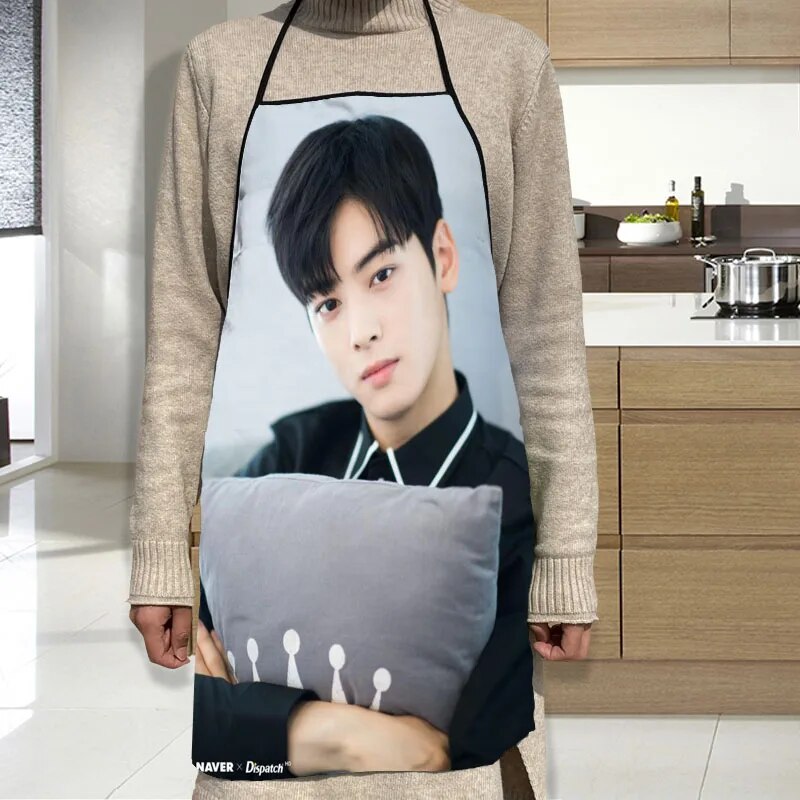 Cha Eun Woo Apron Grill Kitchen Chef Apron Professional for BBQ, Baking, Cooking for Men Women 2 Size 68X95cm and 50X75cm. 