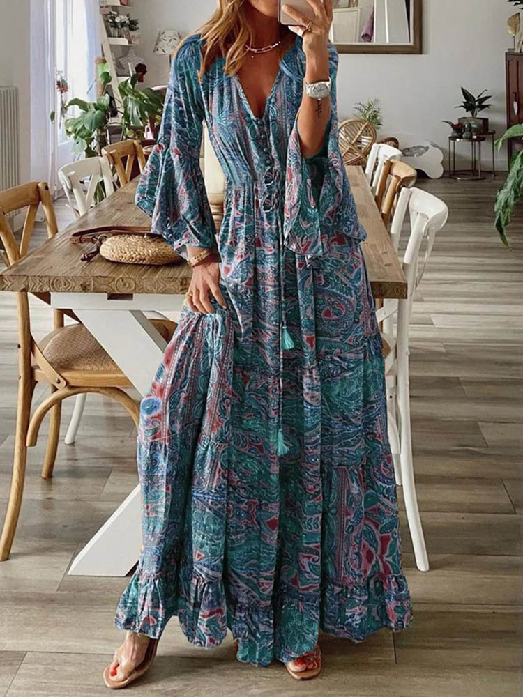 large floral print maxi dress Modern Oasis V-Neck Maxi Dress