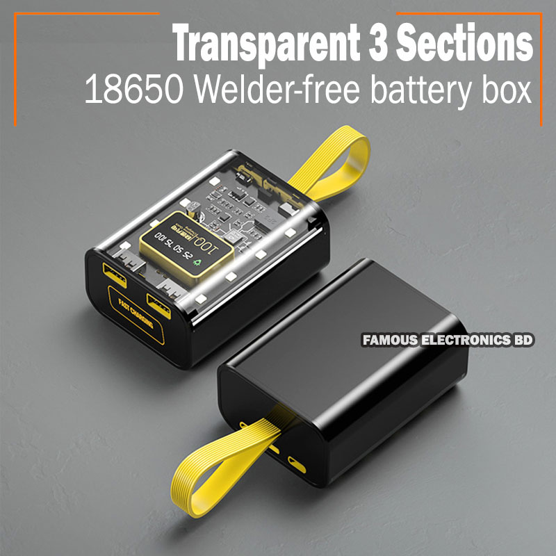 18650 Battery Charger Case Cool DIY Power Bank Box Fast Charging Case With Night Light Charging Power Bank Case. 