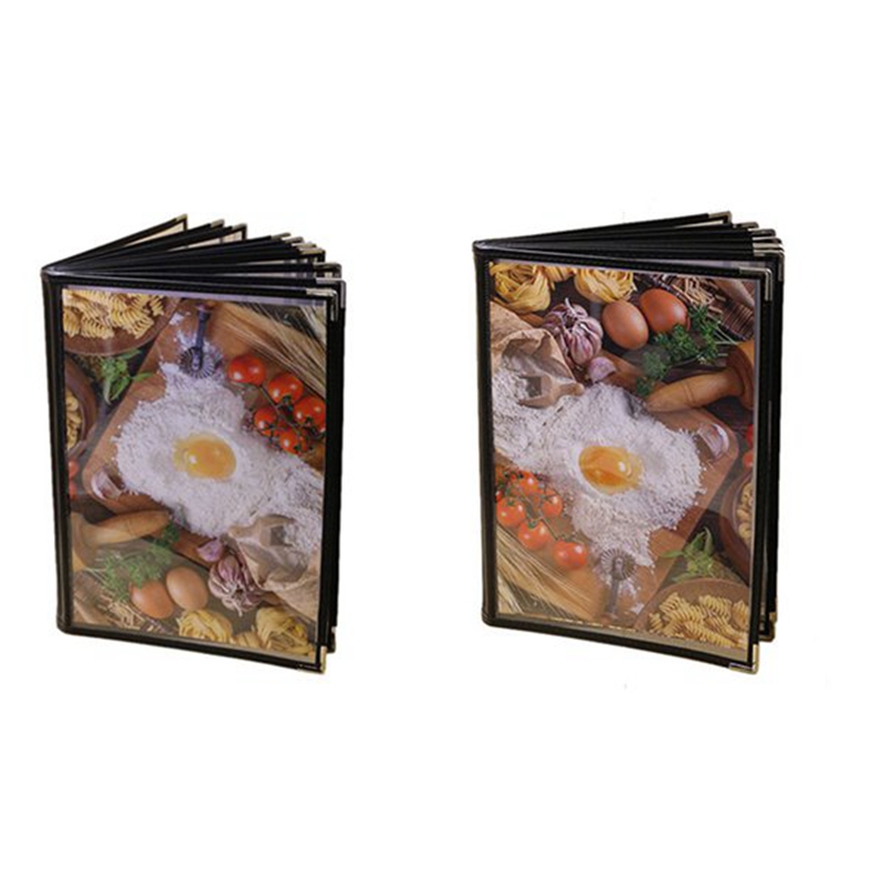2 Pcs Transparent Restaurant Menu Covers for A4 Size Book Style Cafe Bar 10 Pages 20 View & 8 Pages 16 View Exquisite Product. 