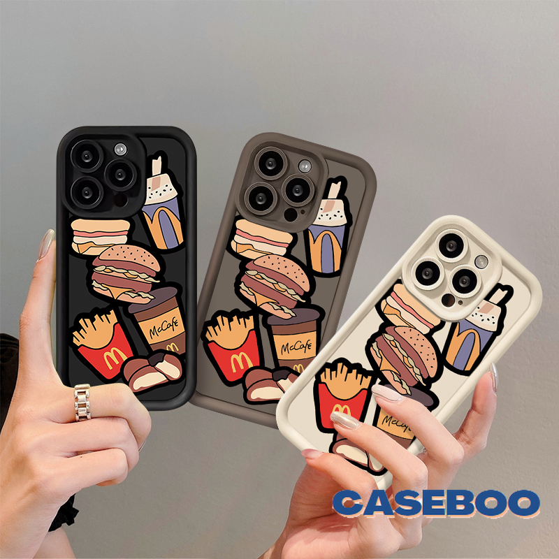 Cute Creativity Graffiti McDonald's Burger Fries Case for Redmi 9A 9C 13C 12C A1 9T 12 10C NFC 9 10A A2 Redmi Note 11 10 12 13 10s 9 8 11s Pro Max Poco M3 X5 Mi 11 12 Lite Angel Eyes Soft Cover. 