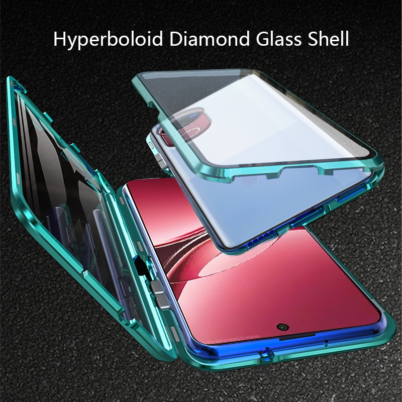 Biruiqu For VIVO V50 Magnetic Absorption Case Metal Frame Shockproof Double Sided Tempered Glass Magnetic Case Cover. 