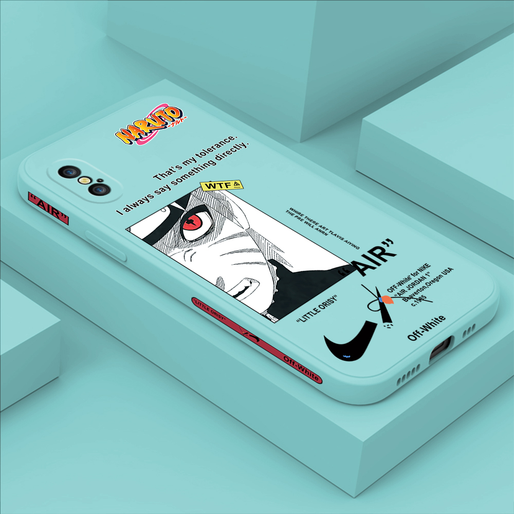 ZCSIBORUI for iPhone X/XS New Anime Uzumaki Naruto Square Edge Pattern Design Liquid Silicone Shockproof Phone Cases. 