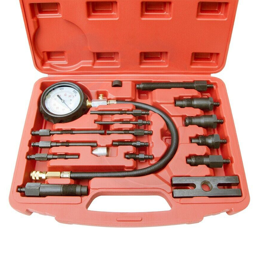 LI Professional Diesel Engine Cylinder Compression Tester 1000PSI Pressure Detector Automotive Tool Gauge Test Kit. 