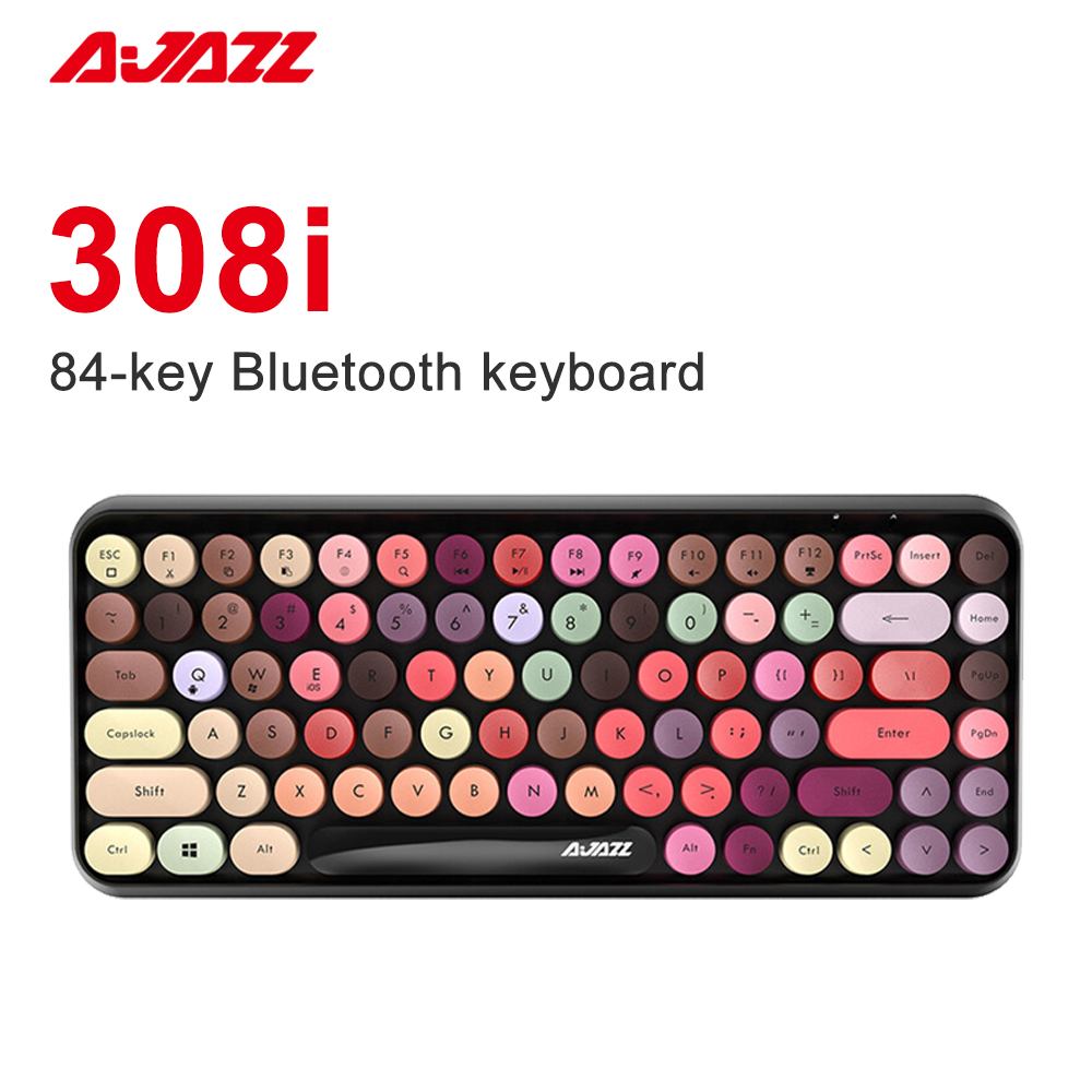AJAZZ 308i Wireless Keyboard 84 Keys Bluetooth Keyboard Portable 2.4GHz Typewriter Retro Round Keycap for Tablet Laptop Android. 