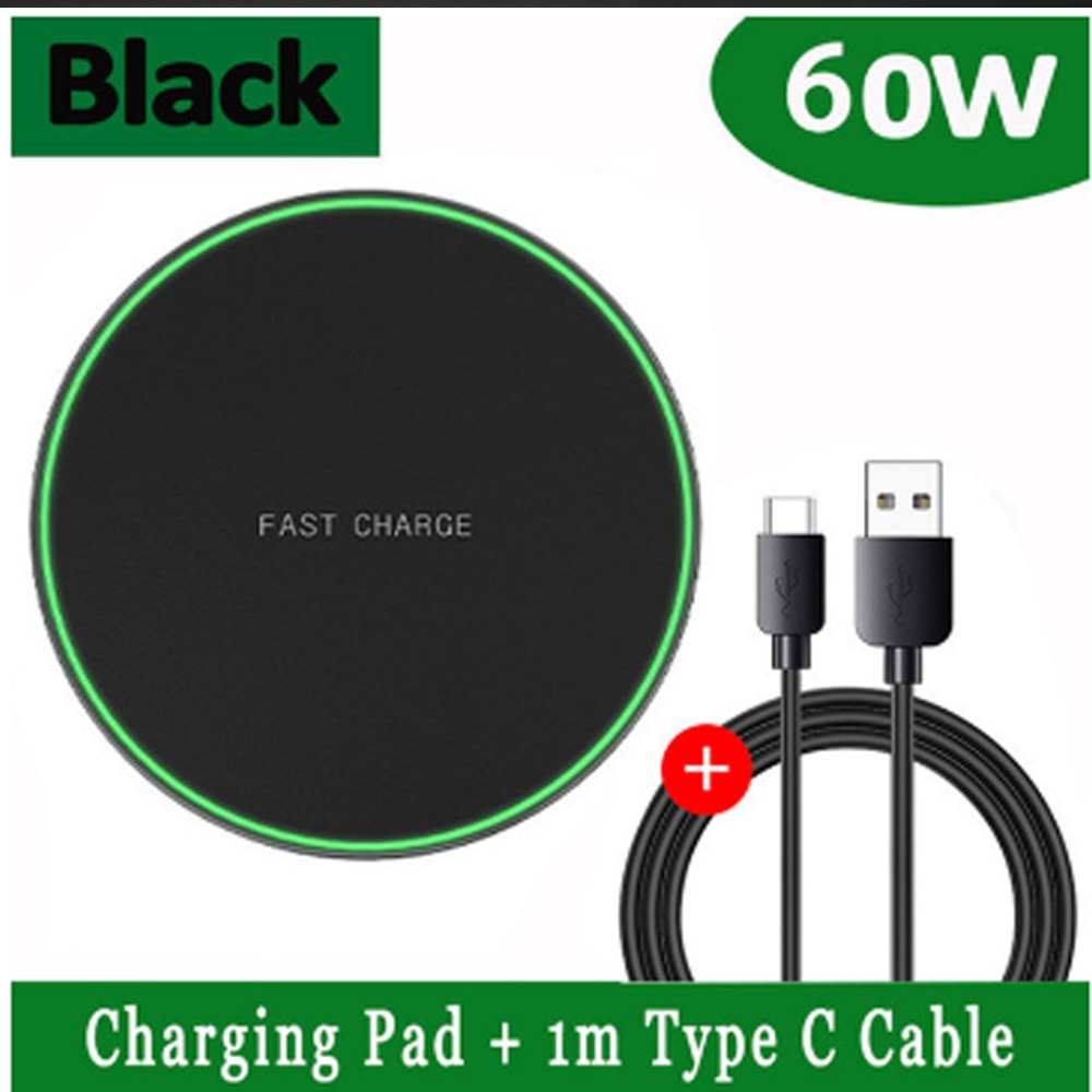 【Emotion HENG】60W Fast Wireless Charger Dock For Moto Z4 Z3 Motorola One Zoom USB Charging Pad for Blackview BV5100 Pro Tecno Camon 17 Pro. 