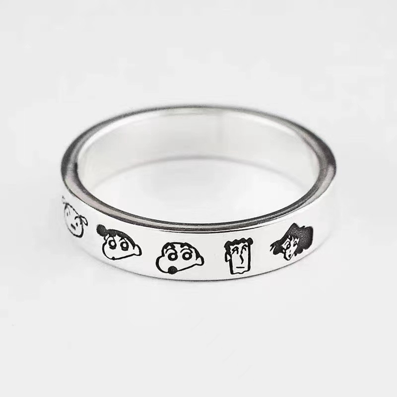 New Original Ring Female Cute Crayon Xiaoxin Pattern Cartoon Protagonist Opening Adjustable Gift for Girlfriend Girlfriend