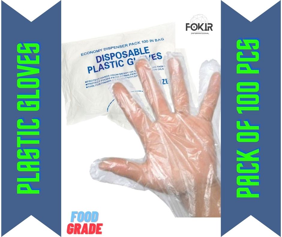 100 Pcs  Clear Plastic Gloves,  Eco-friendly Hand Gloves, Multi-Purpose Safety Cleaning Food Safe Gloves For Cooking, Medical Care, Gardening, Hair Salon, Spa, Home, Kitchen, and Bathroom. 