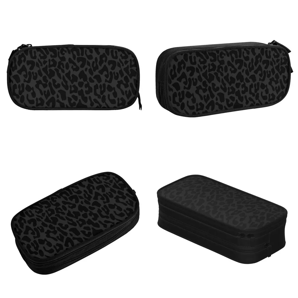 New Black Leopard Pencil Cases Cheetah Animal Pencil Pouch Pen Holder Kids Big Capacity Bag Office Gift Stationery. 