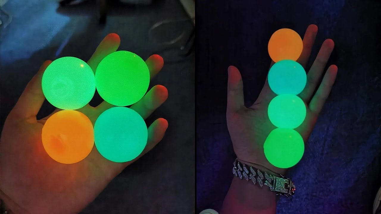 Stress Reliever Sticky Squeezy Ball & Luminous Squishy Balls Glow In The Dark Stick Wall Toy Globbles Decompression Toy Sticky Target Ball Catch Throw Ball. 