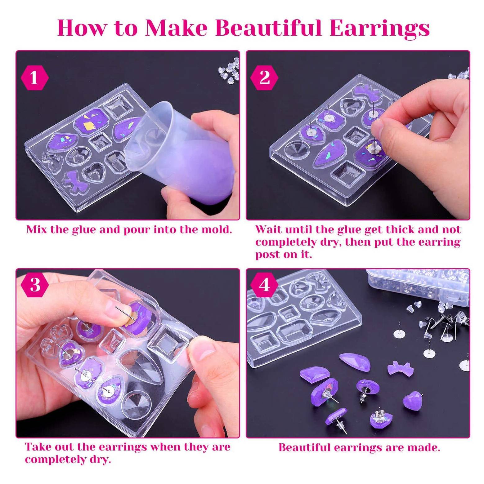 1650Pcs Earring Posts and Backs,Earring Making Supplies and Earring Backs for Studs for DIY Earrings and Jewelry Making. 