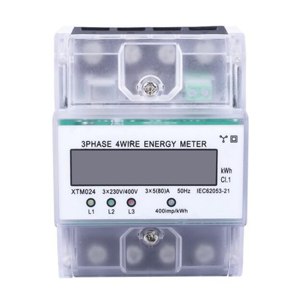3 Phase 4 Wire Energy Meter 220/380V 5-80A Energy Consumption KWh. 