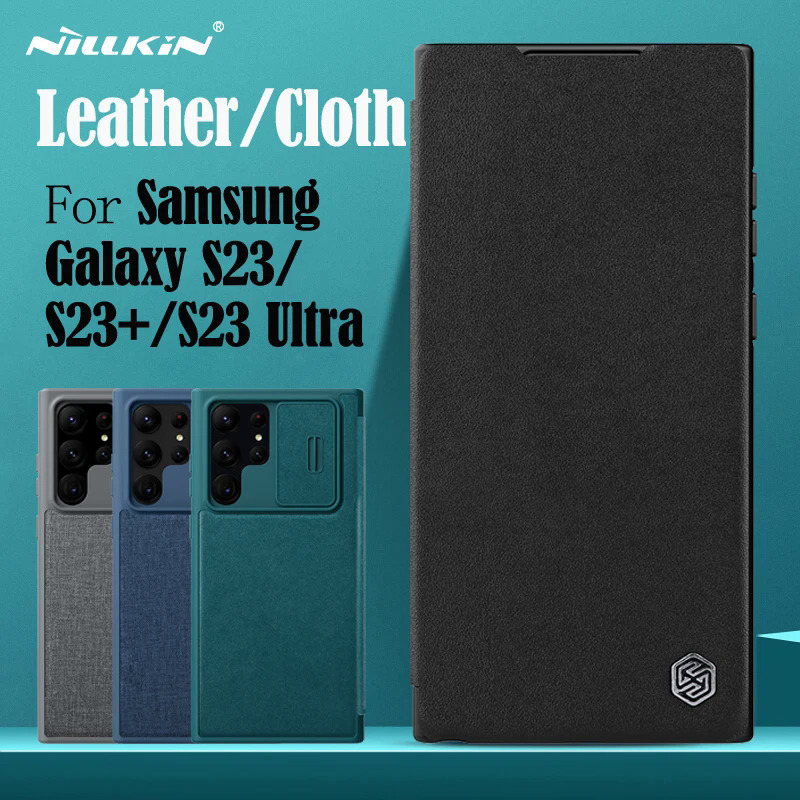 Flip Case For Samsung Galaxy S23 Ultra Nillkin Qin Pro Leather Cloth Card Pocket Slide Camera Book Lid For Samsung S23 S23+ Plus PCardiaCP
