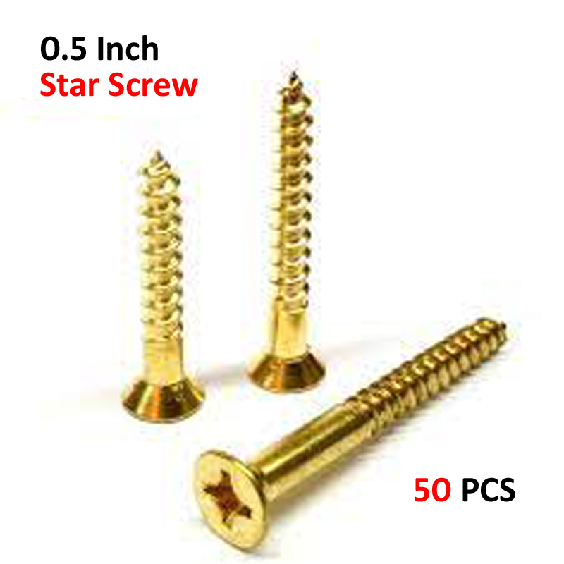 0.5 (Half) inch Screw, Brand New 0.5" inch Hardware Screw Color Gold (50 piece)