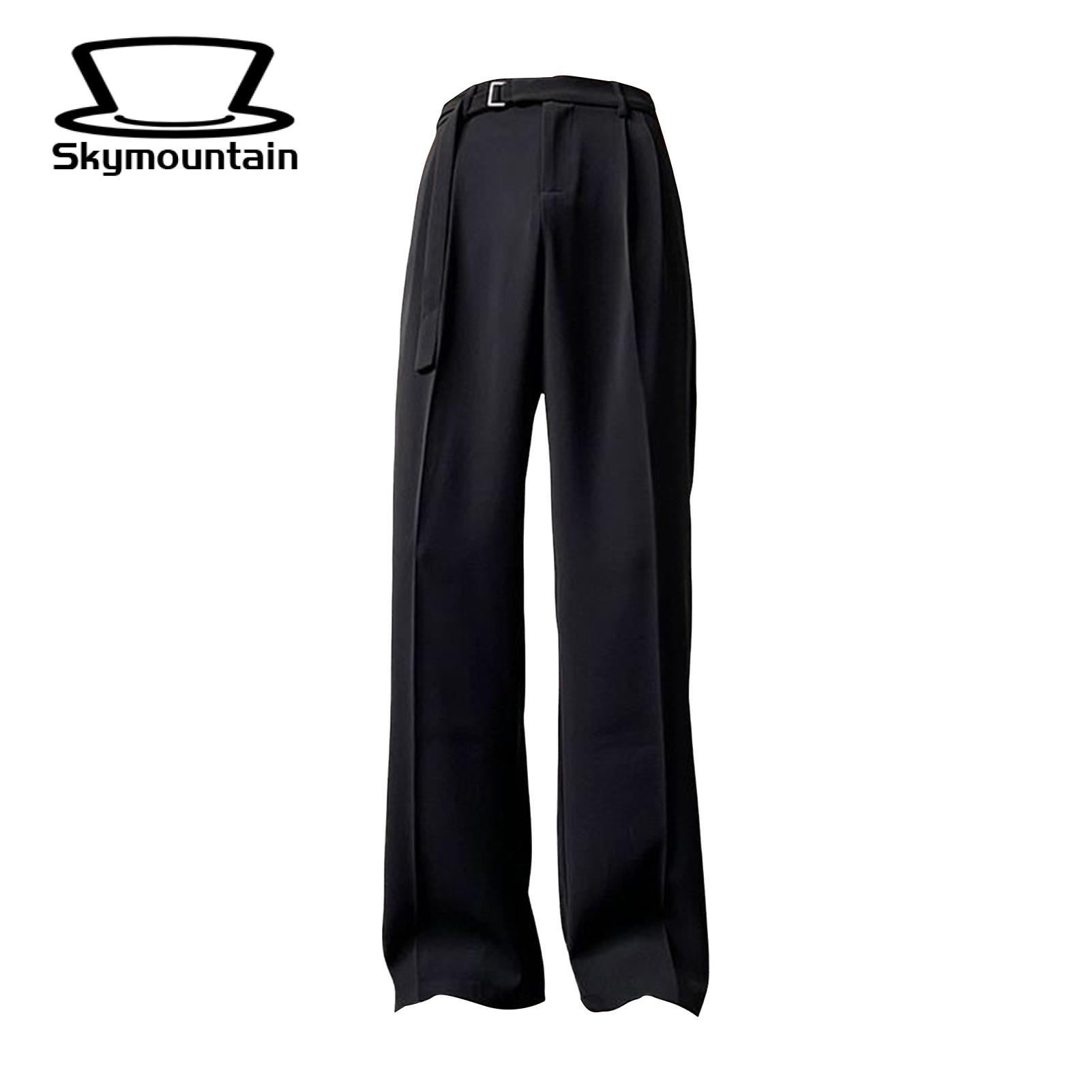 Men Casual Suit Pants Men's Wide Leg Suit Pants with Adjustable Waist Formal Business Style Trousers for Office Wear Streetwear Fashion for Solid Color Men Pants