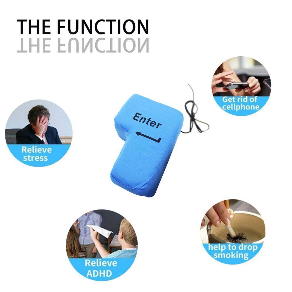Big Enter Key Throw Pillows With USB Office Stress Relief Vent Noon Desktop Break Doll Toy. 