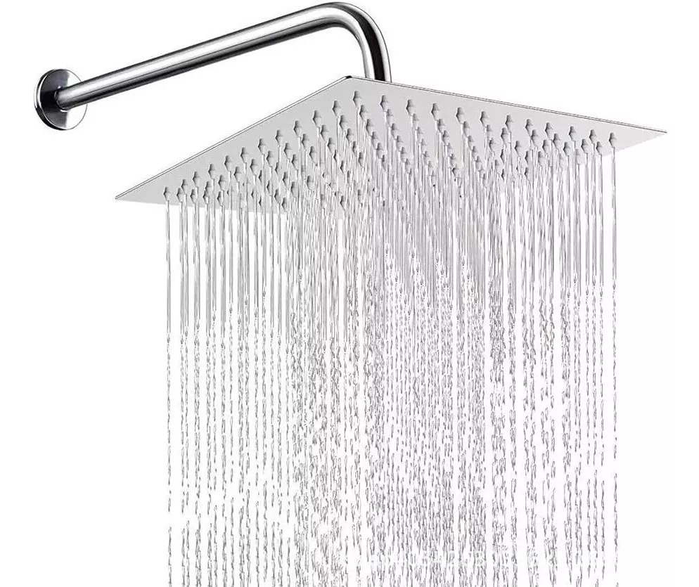 8 Inch High Pressure Rain Shower Head with Extension Arm, Square Shower Heads, Large Stainless Steel Rainfall Showerhead-Waterfall Full Body Coverage