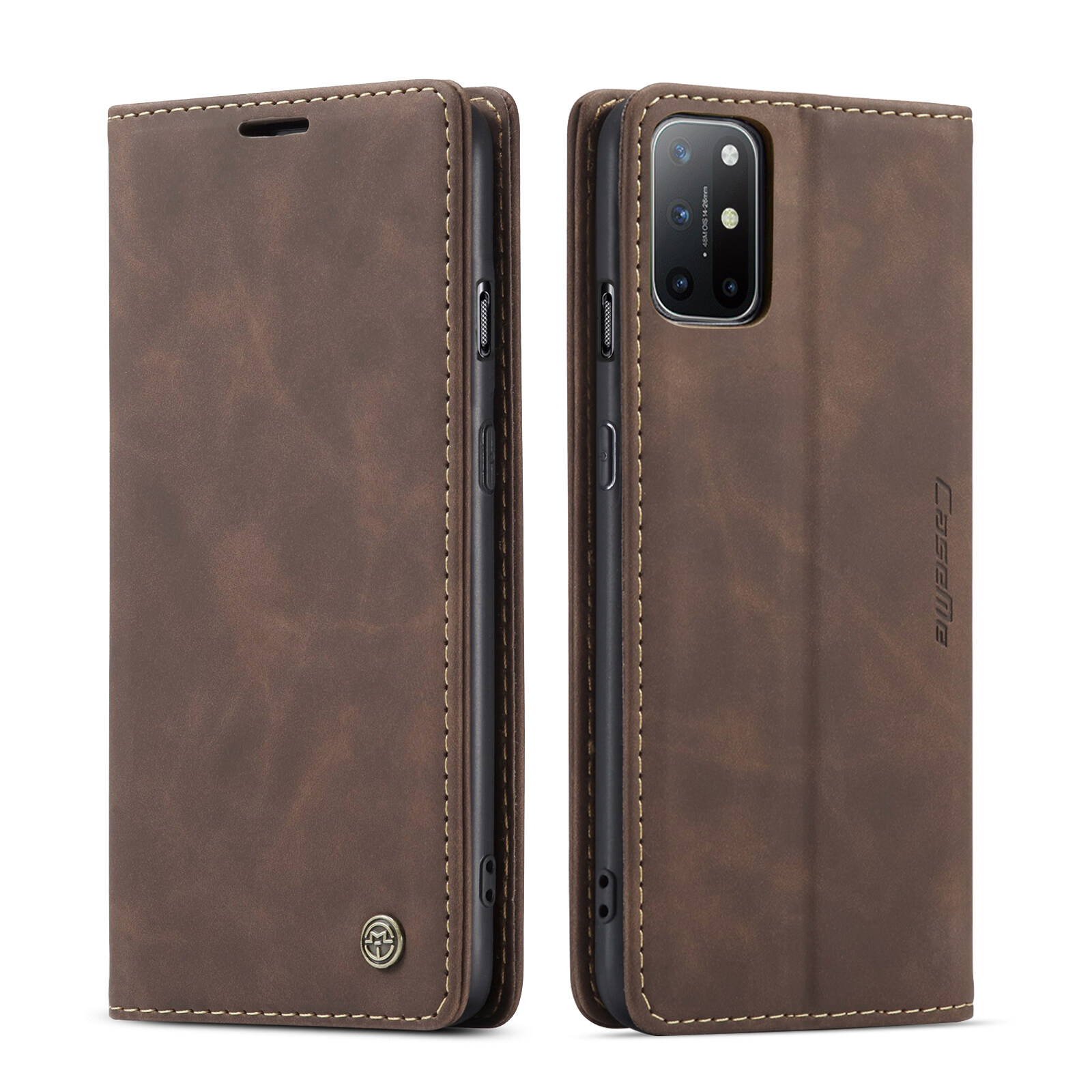 xprmy for OnePlus 8T Retro PU Leather TPU Inner Wallet Case Card Slots Magnetic Closure Flip Stand Casing Cover