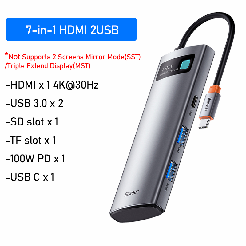 Baseus USB C HUB Type C to HDMI USB 3.0 PD Adapter SD TF slot RJ45 VGA 3.5mm Audio 4 in1 5 in1 6 in 1 8 in 1 9 in 1 11 in 1 Type C HUB Dock for MacBook Pro iPad Air 4 iPad Pro 2020 Air Notebook USB C Splitter. 