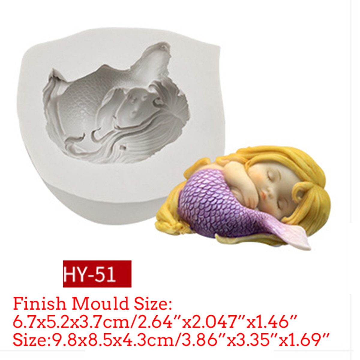 3D Mermaid Silicone Mold Fondant Mold Chocolate Mould for Decorating Cakes - HY-51
