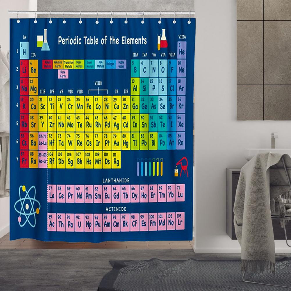Innovative Periodic Table Polyester Shower Curtain For Fun Learning