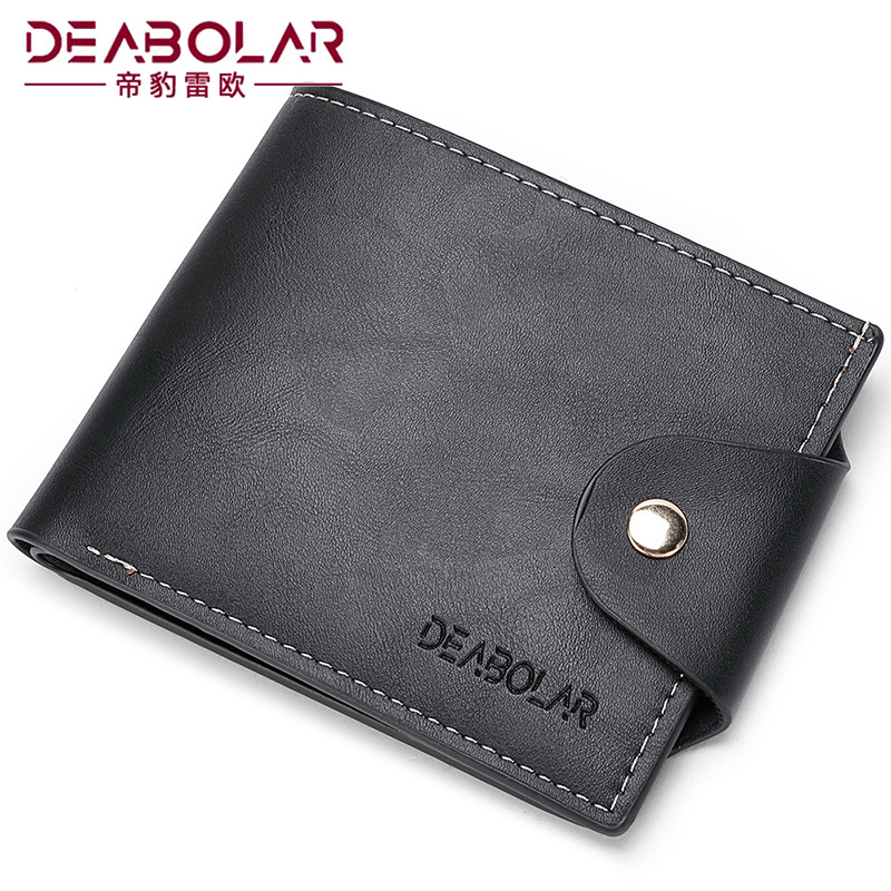 DEABOLAR European and American Retro Wallet Men's Short Soft pu Wallet Business Horizontal Buckle Men's Wallet New