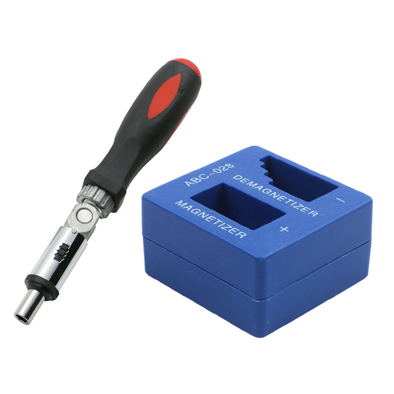 1 Pcs 0-180 Degree 1/4 Inch Inside Hexagon Interface Adjustable Angles Screwdriver with 1 Pcs Magnetizer Demagnetizer for Screwdriver Tips Screw Bits Magnetic Tool. 