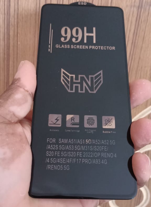 Samsung Galaxy A51 Tempered Glass Screen Protector Front OG Type (Better than 6D/9D/11D) 9H - Black. 