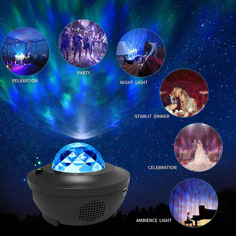 Music Sound Starry Sky Projector Music Voice Control bluetooth LED Night Light USB Projection Lamp for Party Lamp. 