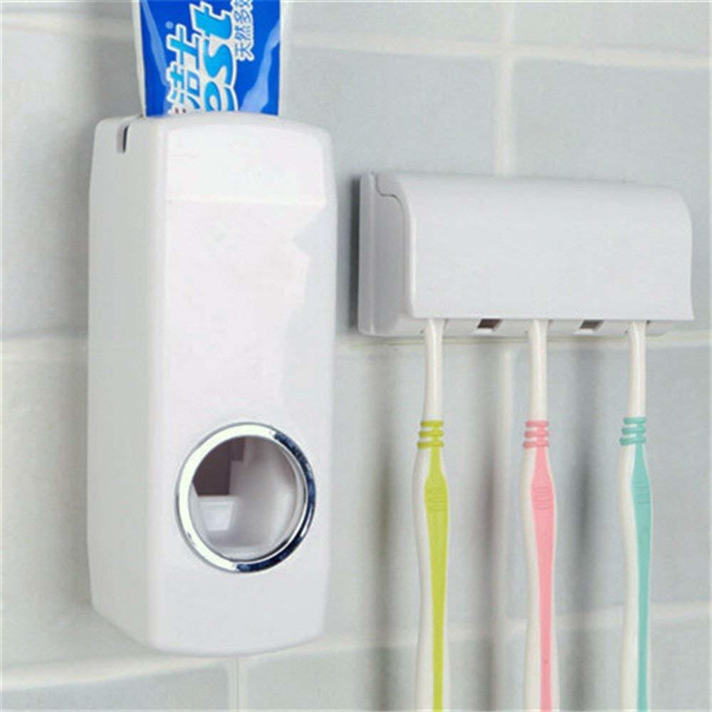 Automatic Toothpaste Dispenser with Toothbrush Holder - Multicolor. 