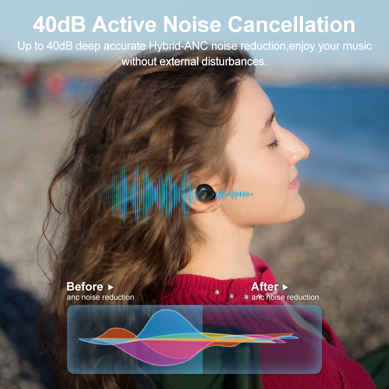QCY HT07 Active Noise Cancelling TWS Earbuds 40dB ANC Wireless Earphone 6 Mic AI HD Call BT 5.2 Transparency Mode Headphones 32H. 
