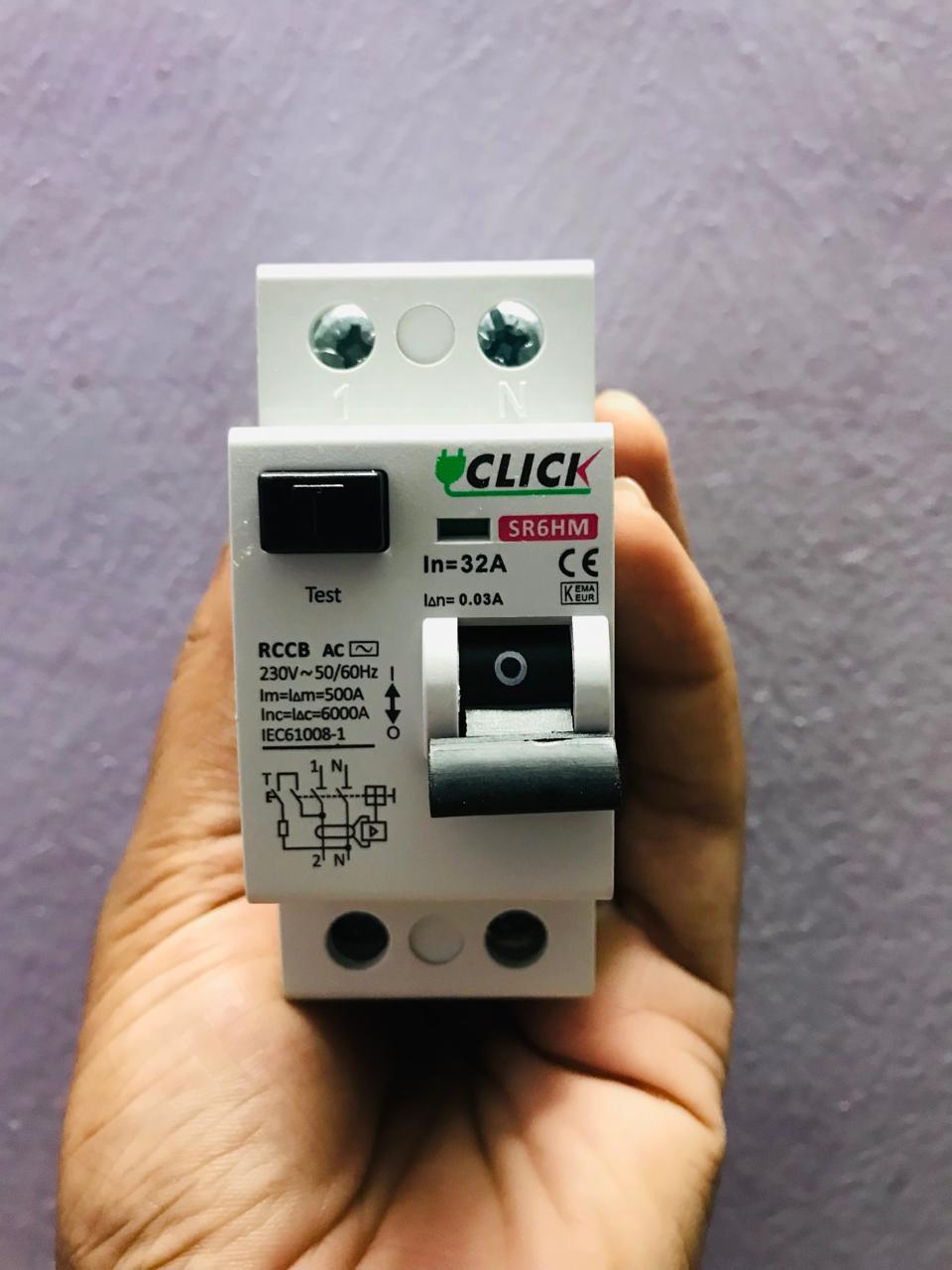 Click RCCB circuit breaker 16A,32A,63A. 