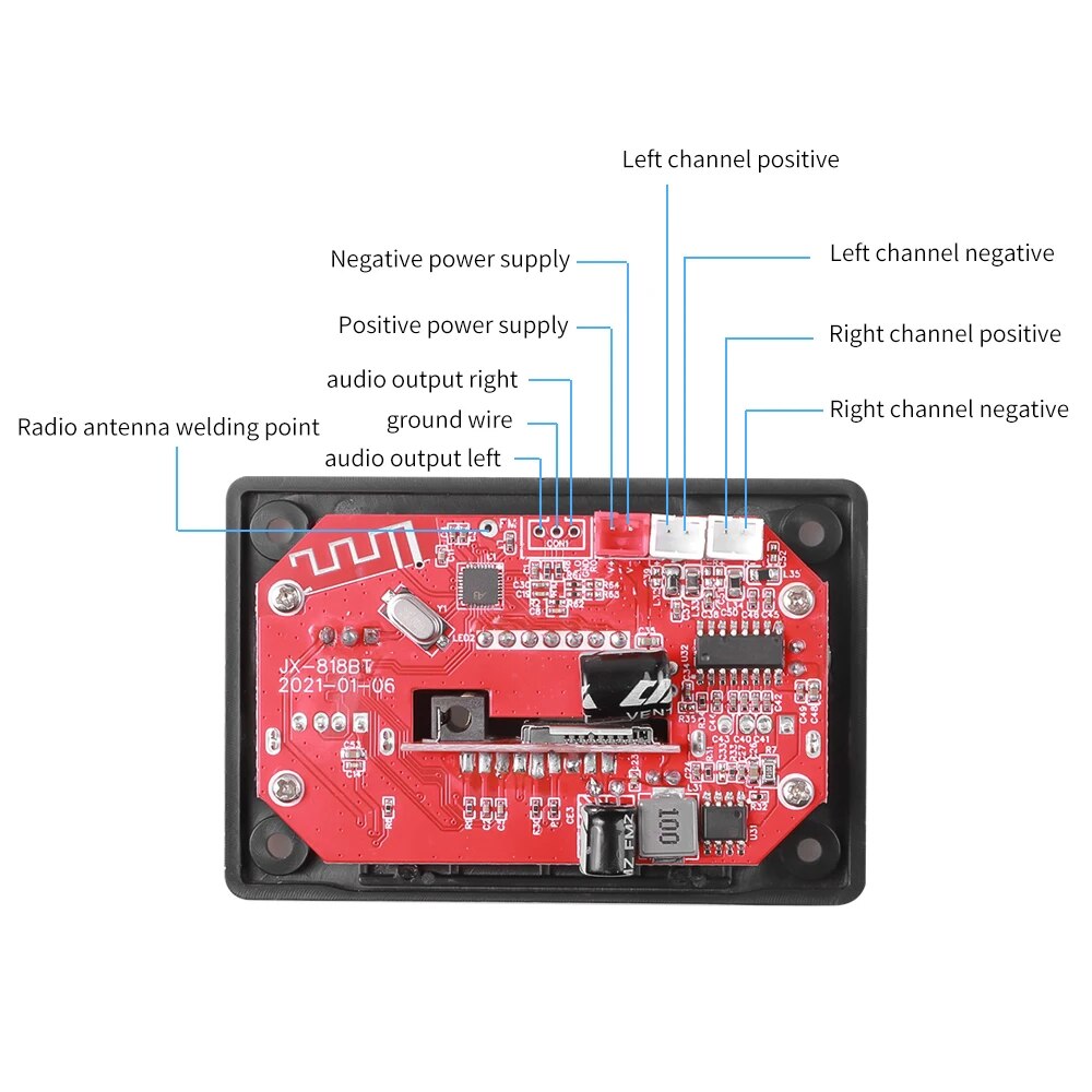 2*40W Class D Stereo Audio Digital Power Amplifier 12V 80W Decoder Board Car MP3 Player USB Record FM AUX Handsfree DIY Control. 