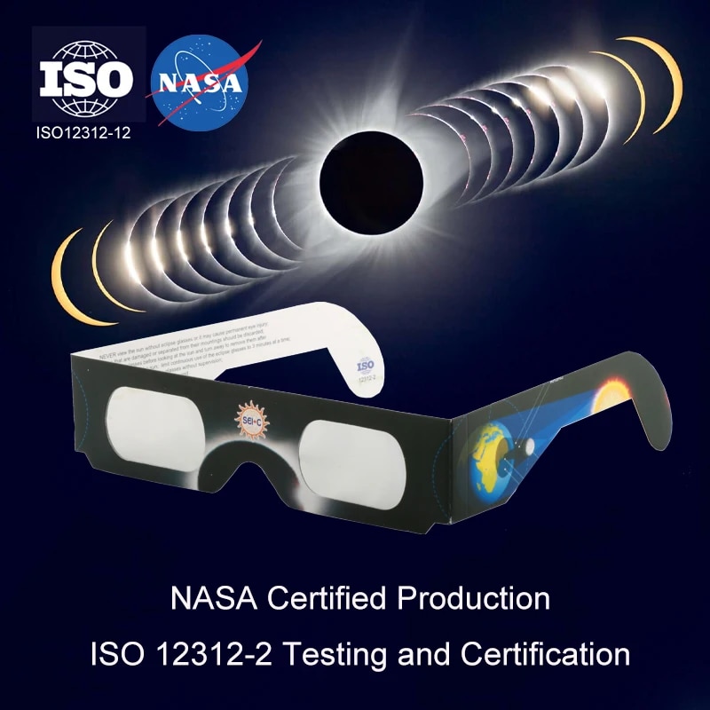 Paper Soluna Solar Eclipse Glasses CE and ISO Certified Safe Shades for Direct Sun Viewing Outlier Aeuinv. 