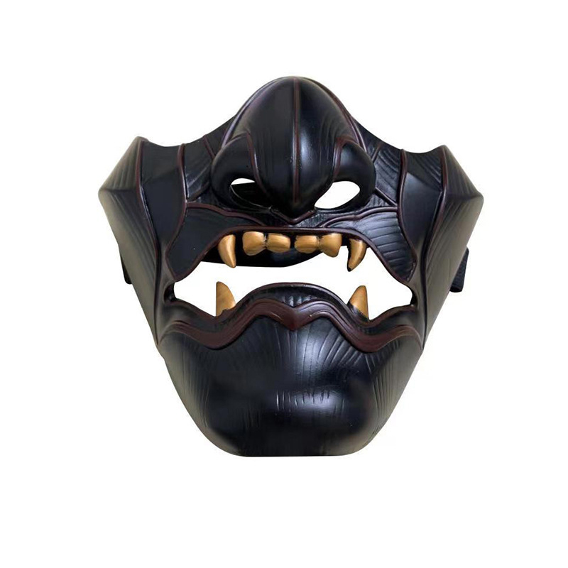 Happy Ghost of Tsushima Mask Jin Sakai Cosplay Half Face Samurai Warrior Face Prop Halloween Hannya Mask Decoration Party Prop Resin. 
