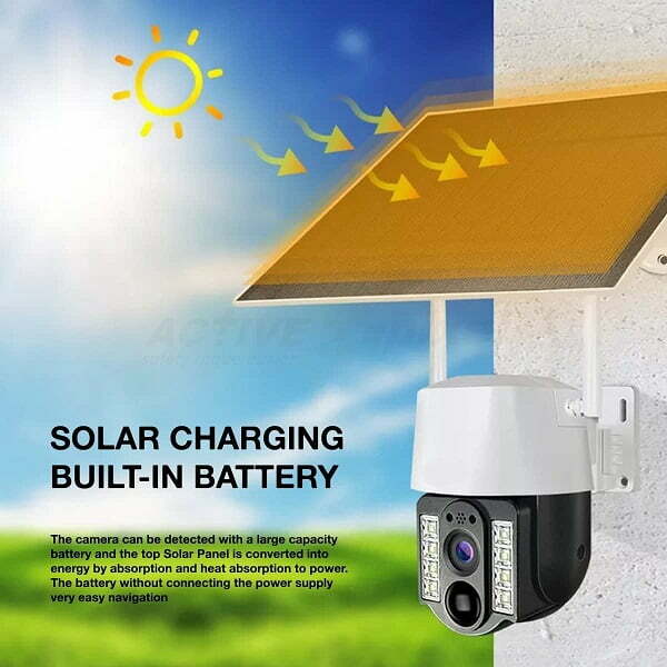 V380 PRO 4G Sim-Supported Solar Battery Backup PTZ IP Camera Wireless CCTV Security Camera, Waterproof, Two-Way Audio, Motion Detection. 