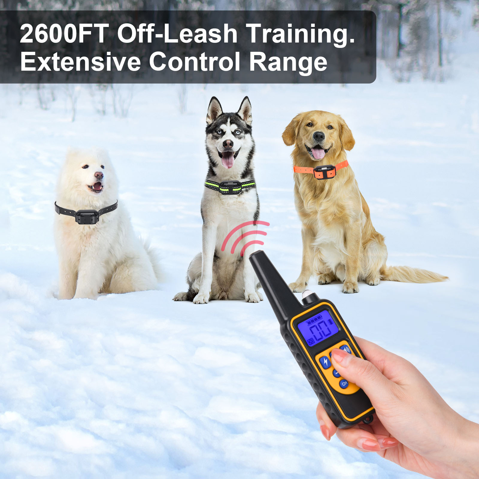 800m Remote Contro Electric  Training Collar Pet Rechargeable Waterproof with LCD Display for All Size Shock Vibration Sound 2  B. 