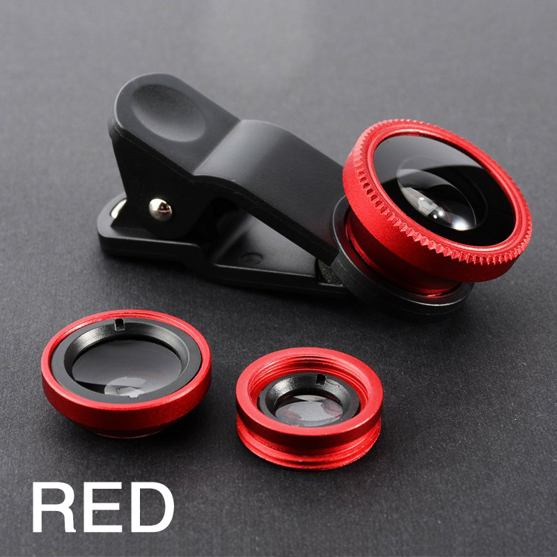 3in1 Fisheye Lens Wide Angle Micro Camera Lens for iPhone Samsung Xiaomi Zoom Fish Eye Len for Smartphone Lenses with Phone Clip. 