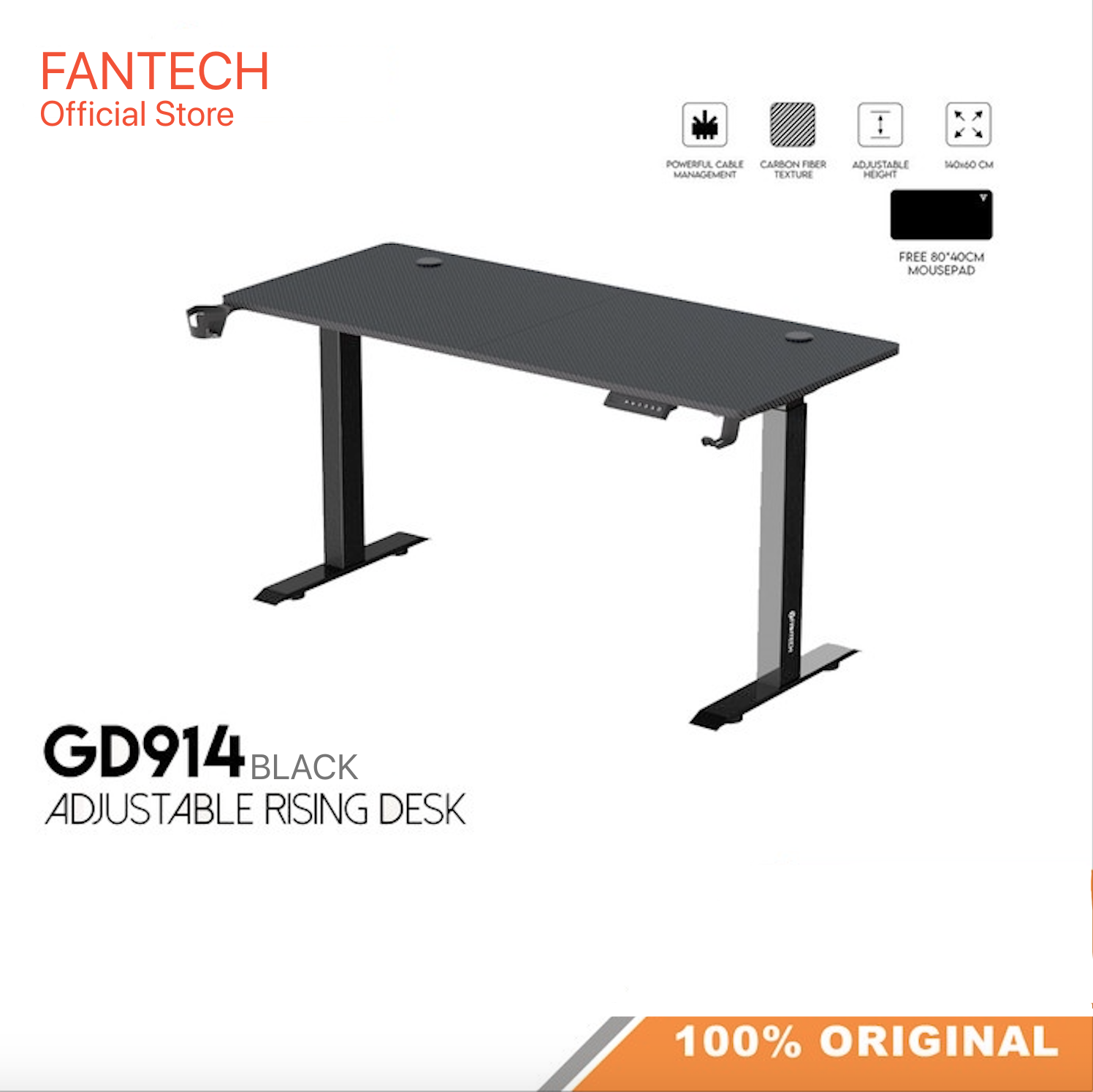 FANTECH GD914 ADJUSTABLE RISING DESK FULL AUTOMATIC MOTOR FUNCTION GAMING TABLE FOR OFFICE HOME. 