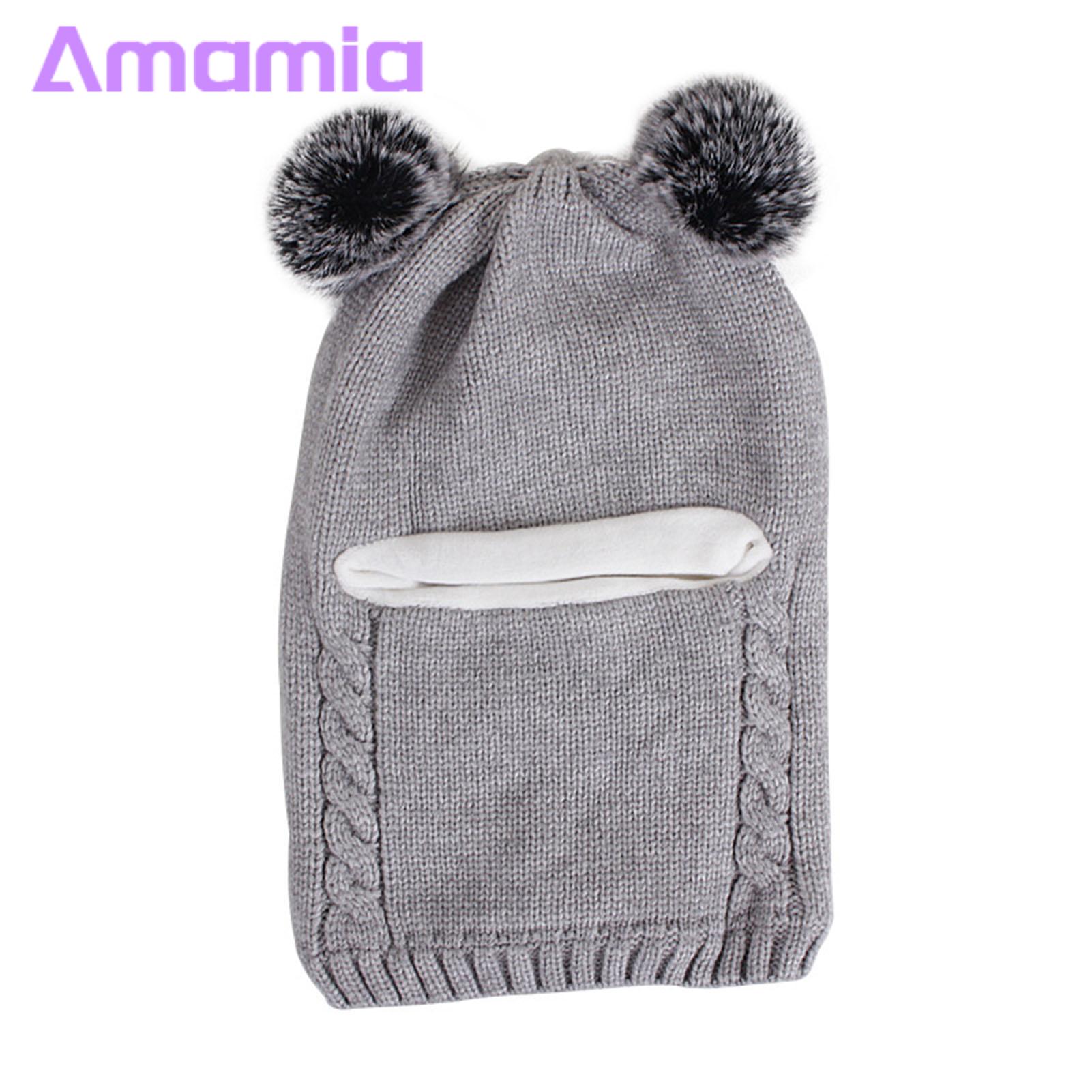 Children Hat Cozy Winter Baby Knit Hat with Plush Ball Warm Fleece Lining Earflap Design Cute Infant Headgear for Boys Girls Windproof Warm Hat