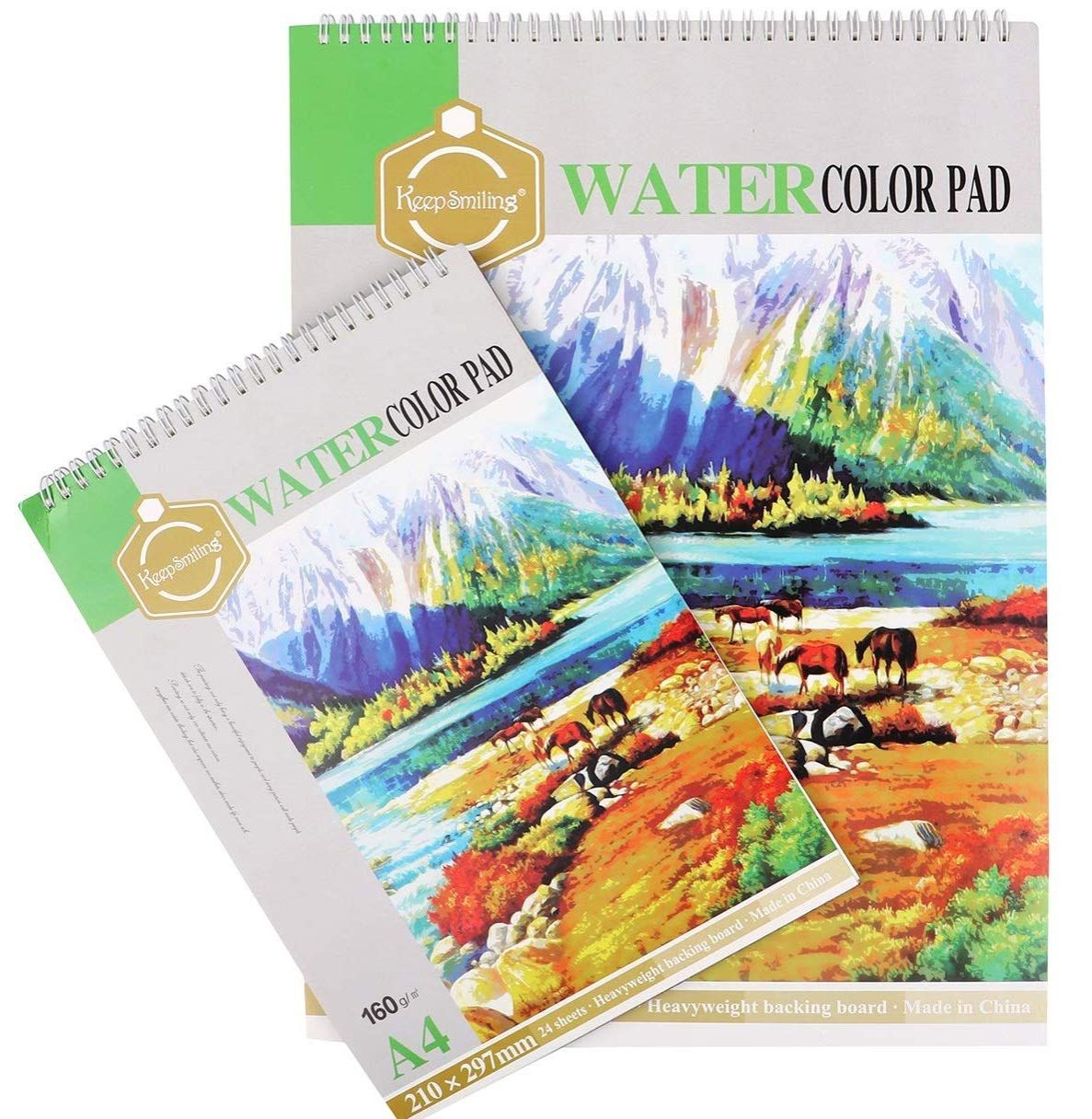 Keep Smiling A4 & A3 Water Color Pad Drawing Sketching for Artist, Kids, Children Spiral Painting Activity Note Book (Acid Free, 160 GSM, 24 Sheets)