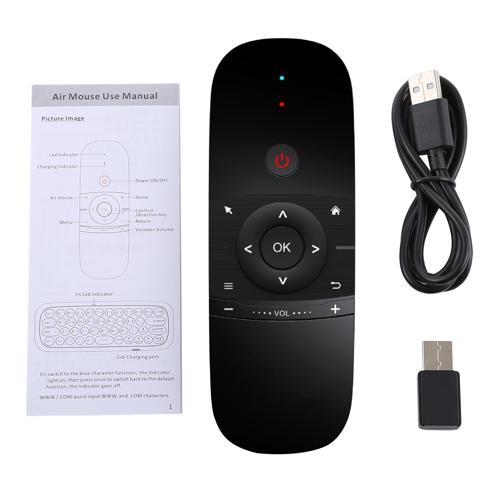 W1 Wireless QWERTY 57-Keys Keyboard 2.4G Air Mouse Remote Controller with LED Indicator for Android TV Box, Mini PC, TV, Projector, HTPC, All-in-one PC / TV. 