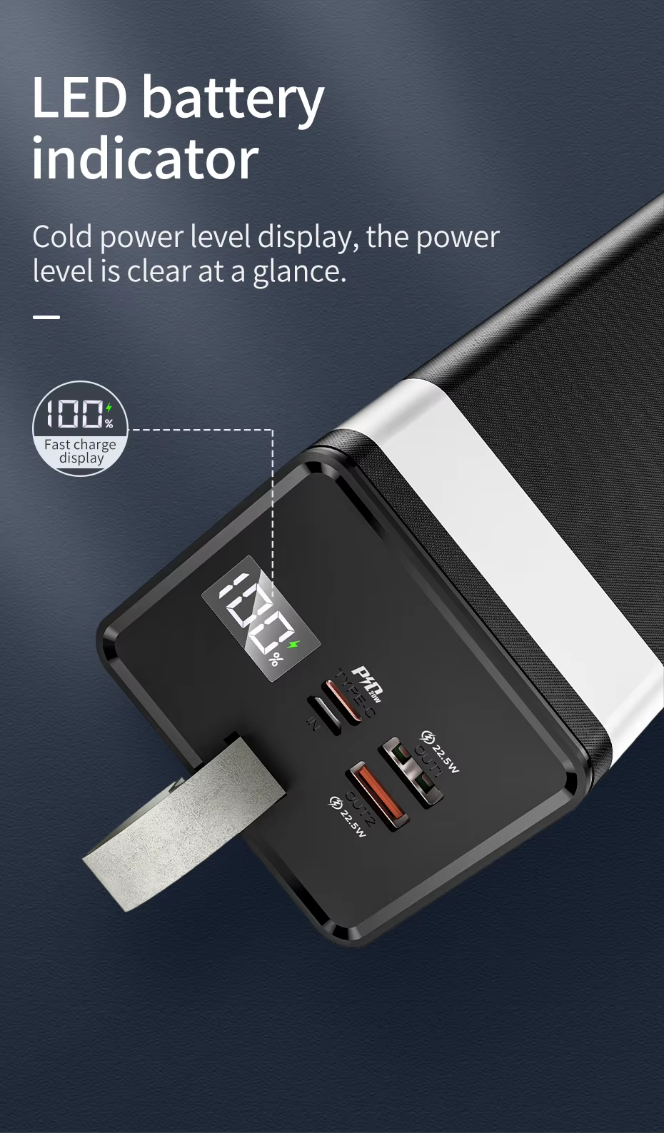 HOCO J86A 50000mAh Portable Cell Phone Battery 22.5W Fast Charging Power Bank. 