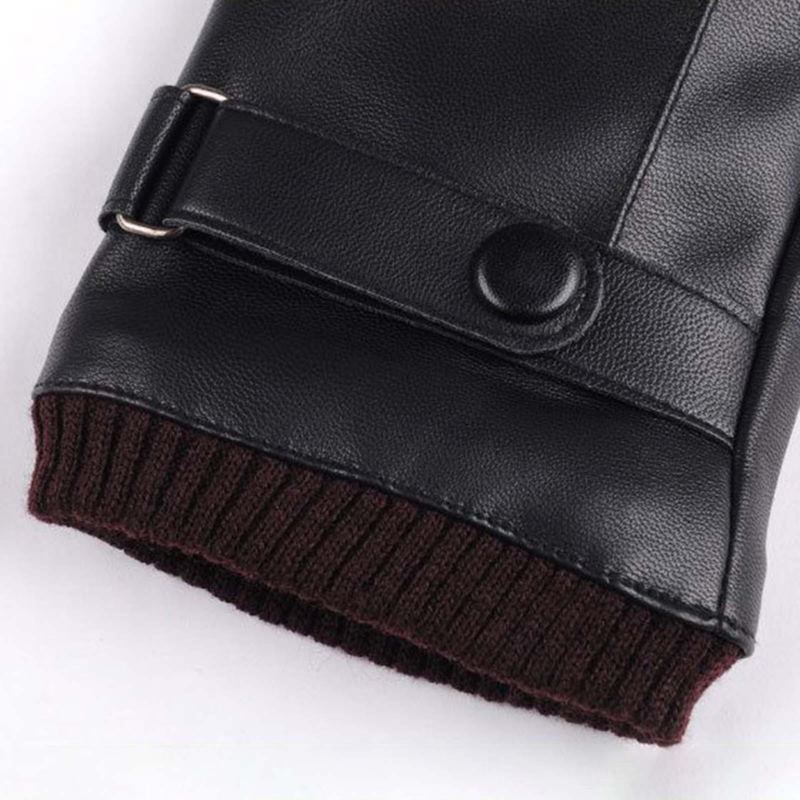 Fityle Men Winter Gloves PU Leather Windproof Touchscreen Texting Typing for Riding. 