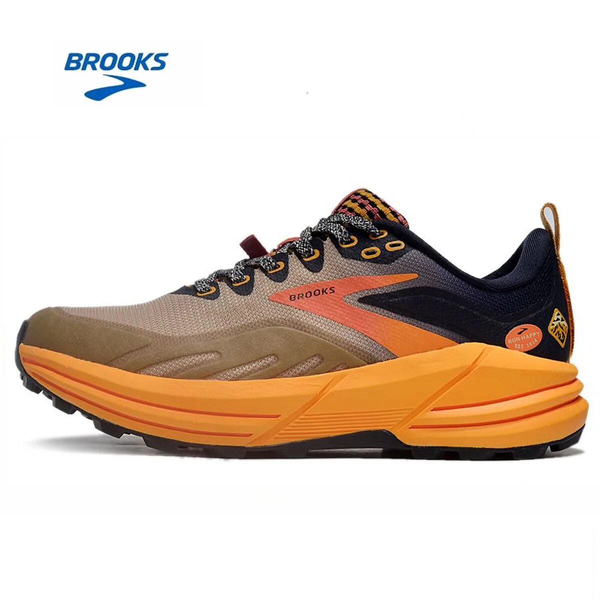 BROOKS Cascadia 16 Running Shoes Orange Deep Blue Purple Brown Men